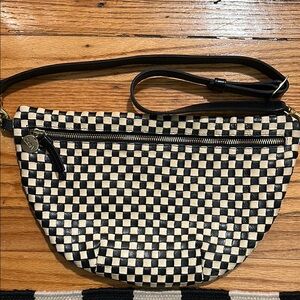 Clare V Grande Fanny: Checkered Black and White Women's Bag